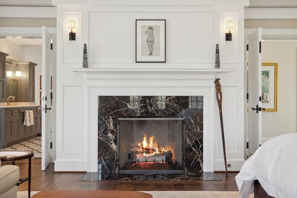 Bathroom, Fireplace, Interior, Wood Texture Flooring