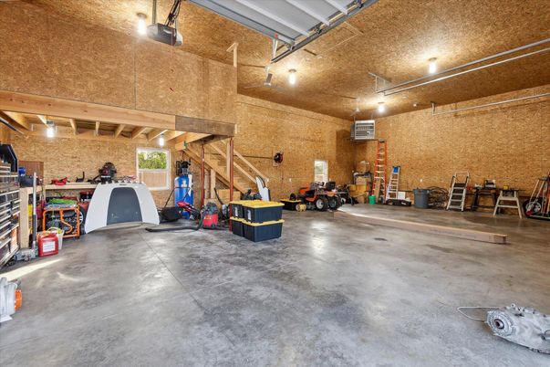 Garage, Interior, Stone Walls, Wooden Beams