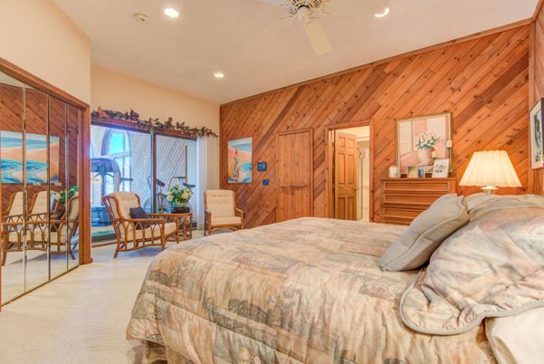 Bedroom, Interior, Recessed Lighting, Wooden Walls