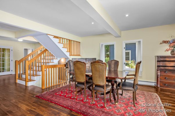 Dining room, Interior, Recessed Lighting, Wood Texture Flooring