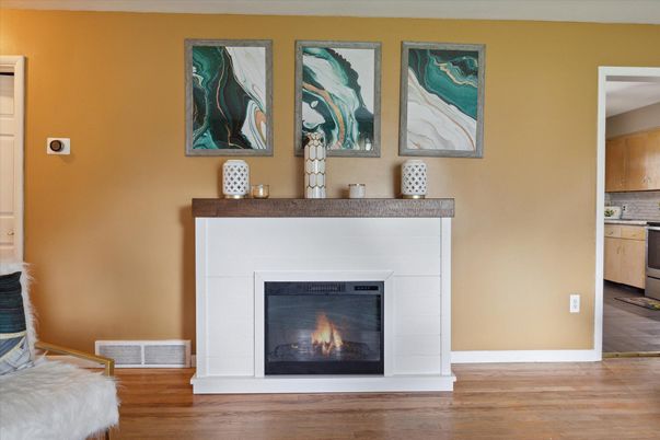 Fireplace, Interior, Wood Texture Flooring