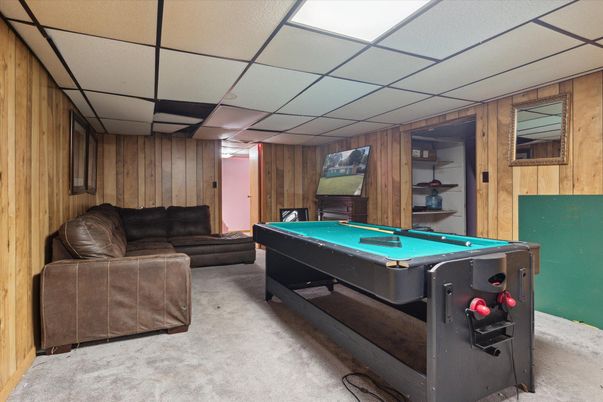 Billiard Table, Game Room, Interior, Wooden Walls