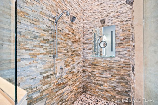 Bathroom, Glass Shower, Interior, Stone Walls