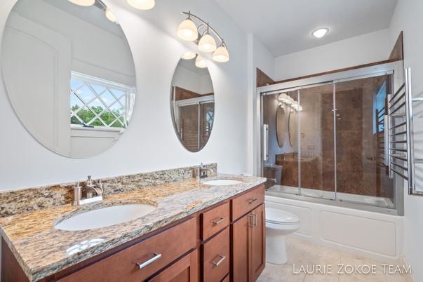 Bathroom, Dual Sink Vanities, Glass Shower, Interior, Recessed Lighting