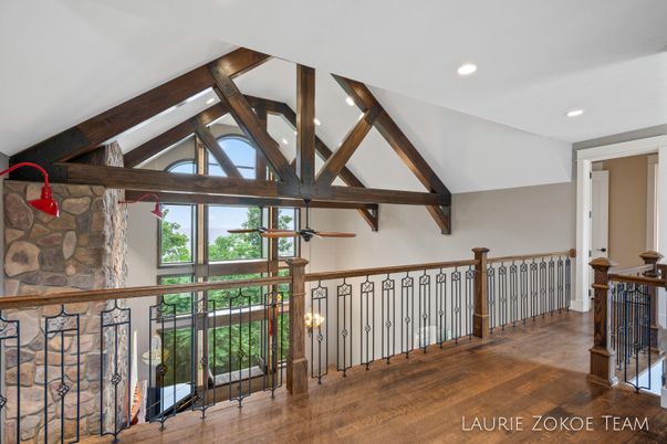 Interior, Recessed Lighting, Stone Walls, Wooden Beams, Wood Texture Flooring