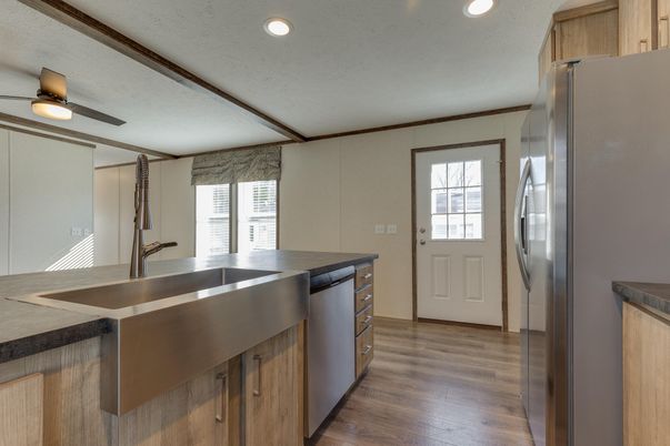 Interior, Kitchen, Recessed Lighting, Wood Texture Flooring