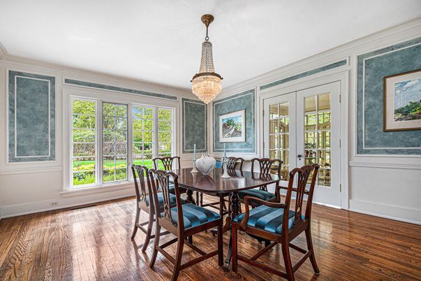 Chandelier, Dining room, Interior, Wood Texture Flooring