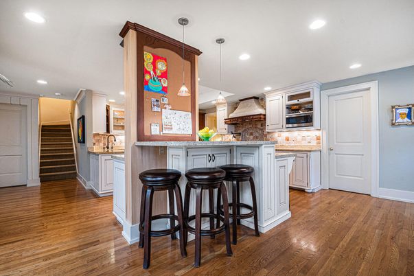 Interior, Kitchen, Pendant Lights, Recessed Lighting, Wood Texture Flooring