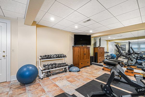 Fitness Equipment, Gym, Interior, Recessed Lighting