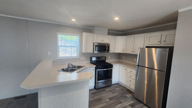 Interior, Kitchen, Recessed Lighting, Wood Texture Flooring