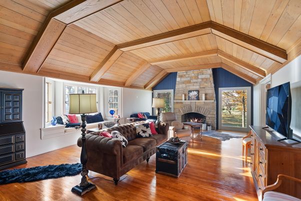 Fireplace, Interior, Living room, Stone Walls, Wooden Beams, Wooden Ceilings, Wood Texture Flooring