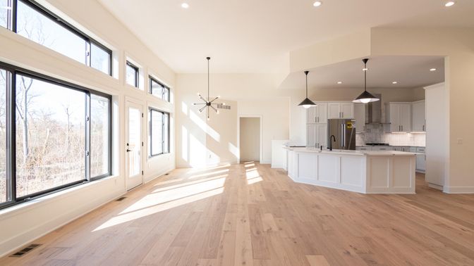 Interior, Kitchen, Pendant Lights, Recessed Lighting, Wood Texture Flooring