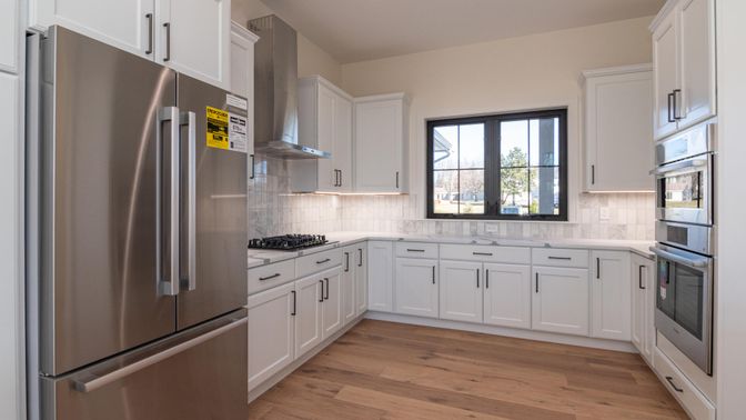 Interior, Kitchen, Stainless Steel Appliances, Wood Texture Flooring
