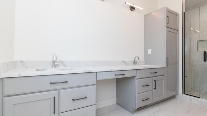 Bathroom, Dual Sink Vanities, Glass Shower, Interior