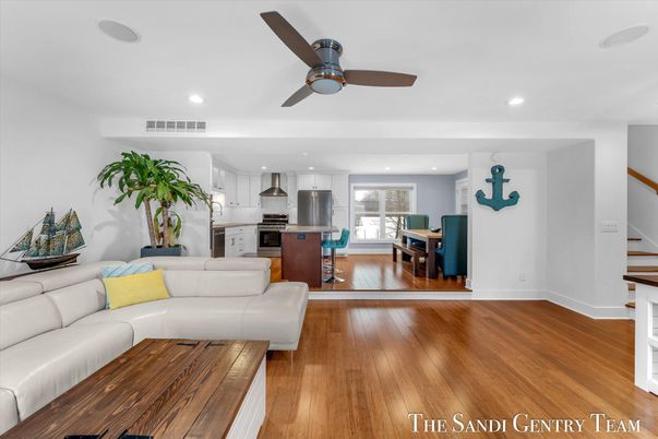 Interior, Kitchen, Living room, Recessed Lighting, Stainless Steel Appliances, Wood Texture Flooring