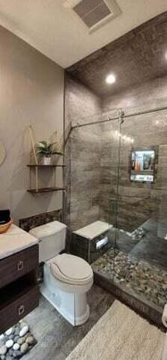 Bathroom, Glass Shower, Interior, Recessed Lighting