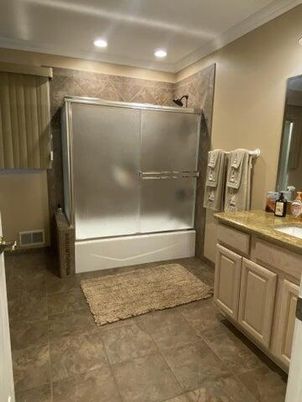Bathroom, Glass Shower, Interior, Recessed Lighting