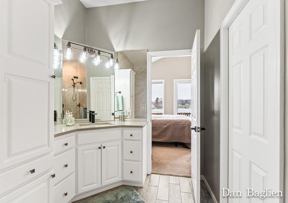 Bathroom, Bedroom, Dual Sink Vanities, Interior, Wood Texture Flooring
