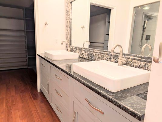 Bathroom, Dual Sink Vanities, Interior, Wood Texture Flooring