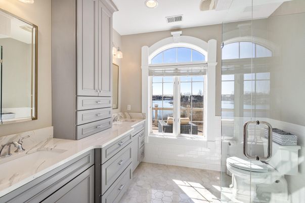 Bathroom, Dual Sink Vanities, Glass Shower, Interior, Recessed Lighting