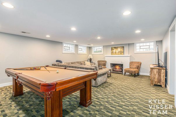 Billiard Table, Fireplace, Game Room, Interior, Recessed Lighting