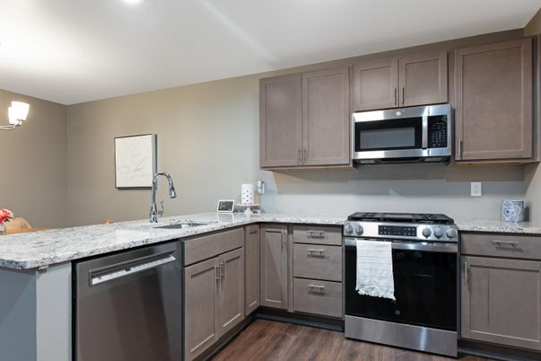 Interior, Kitchen, Stainless Steel Appliances, Wood Texture Flooring