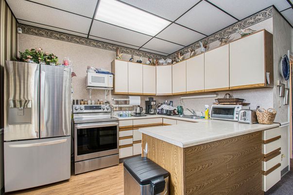 Interior, Kitchen, Stainless Steel Appliances, Wood Texture Flooring