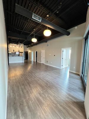 Empty room, Interior, Pendant Lights, Wood Texture Flooring