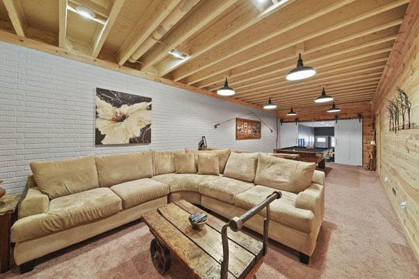 Billiard Table, Game Room, Interior, Living room, Pendant Lights, Stone Walls, Wooden Beams, Wooden Ceilings