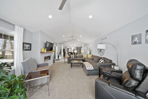 Fireplace, Interior, Living room, Recessed Lighting