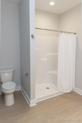 Bathroom, Interior, Recessed Lighting, Wood Texture Flooring