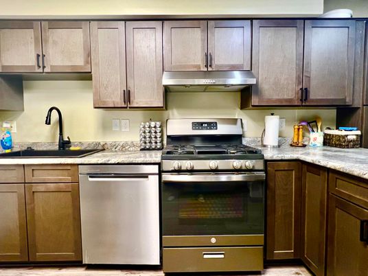 Interior, Kitchen, Stainless Steel Appliances, Wood Texture Flooring
