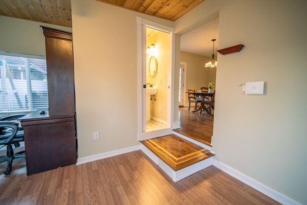 Dining room, Interior, Pendant Lights, Wooden Ceilings, Wood Texture Flooring
