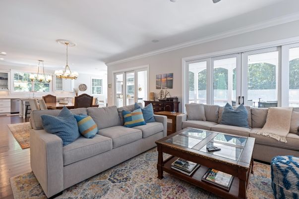 Chandelier, Dining room, Interior, Kitchen, Living room, Pendant Lights, Recessed Lighting, Wood Texture Flooring