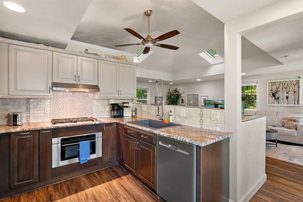 Interior, Kitchen, Recessed Lighting, Wood Texture Flooring