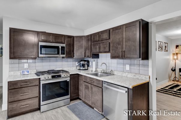 Interior, Kitchen, Stainless Steel Appliances, Wood Texture Flooring