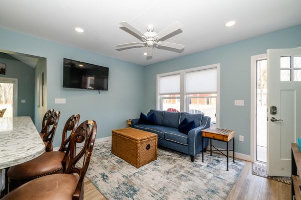 Interior, Living room, Recessed Lighting, Wood Texture Flooring