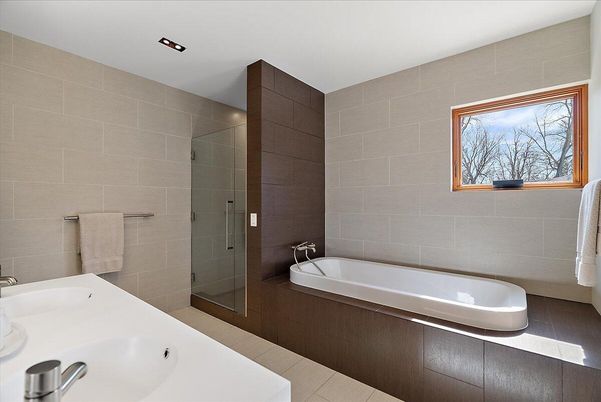 Bathroom, Glass Shower, Interior, Recessed Lighting