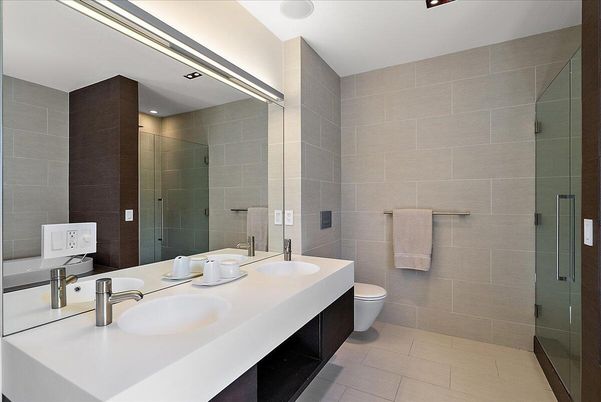 Bathroom, Dual Sink Vanities, Glass Shower, Interior, Recessed Lighting