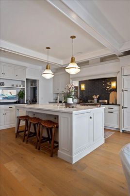 Interior, Kitchen, Pendant Lights, Wood Texture Flooring