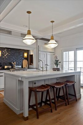Interior, Kitchen, Pendant Lights, Wood Texture Flooring