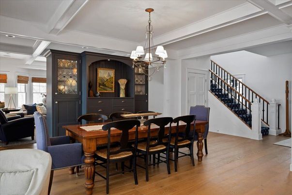 Chandelier, Dining room, Interior, Wood Texture Flooring