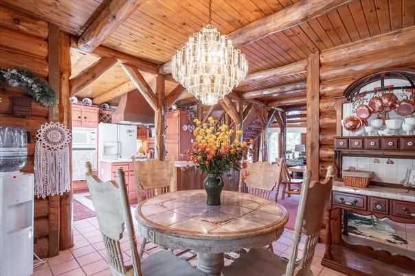 Chandelier, Dining room, Interior, Wooden Beams, Wooden Ceilings, Wooden Walls