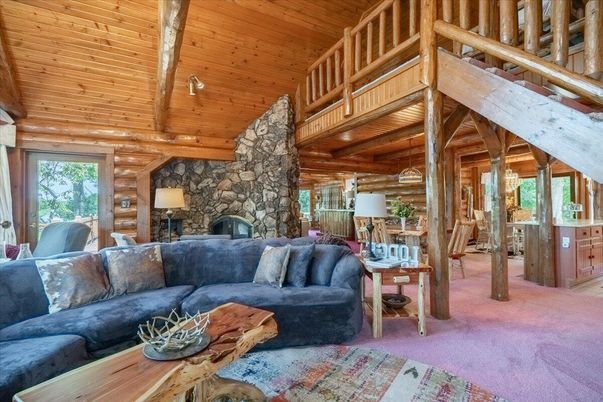 Fireplace, Interior, Living room, Stone Walls, Wooden Beams, Wooden Ceilings, Wooden Walls