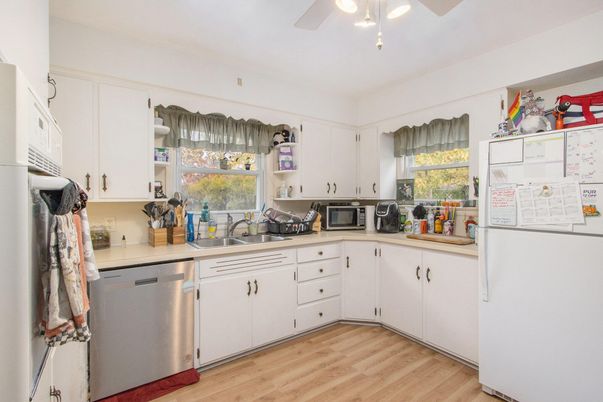 Interior, Kitchen, Stainless Steel Appliances, Wood Texture Flooring
