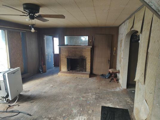 Empty room, Fireplace, Interior, Wooden Walls