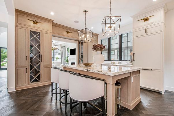 Interior, Kitchen, Pendant Lights, Recessed Lighting, Wood Texture Flooring