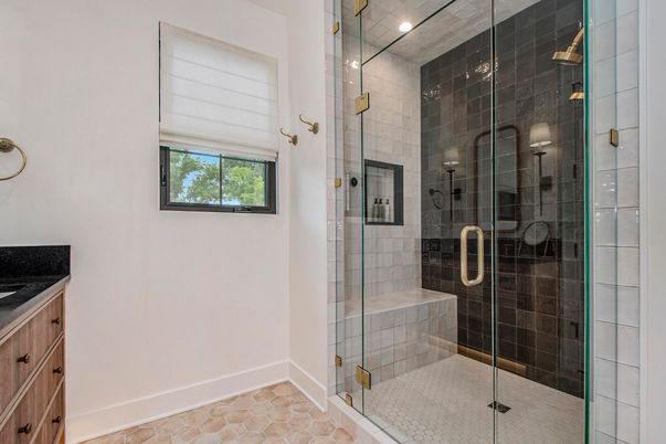 Bathroom, Glass Shower, Interior, Recessed Lighting
