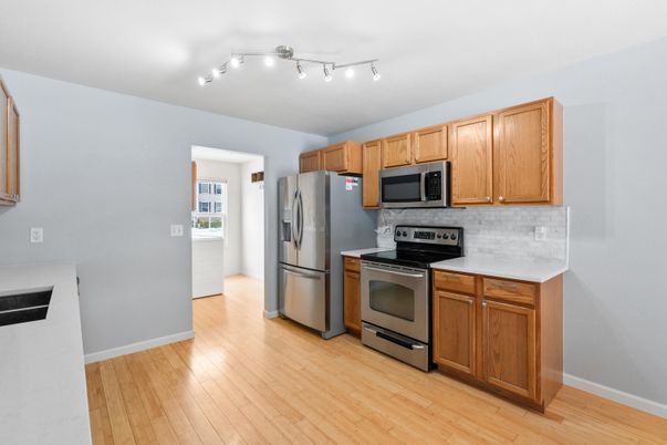 Interior, Kitchen, Stainless Steel Appliances, Wood Texture Flooring