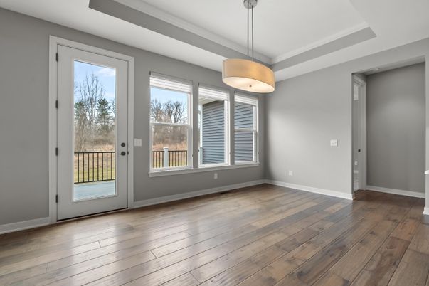 Empty room, Interior, Pendant Lights, Wood Texture Flooring